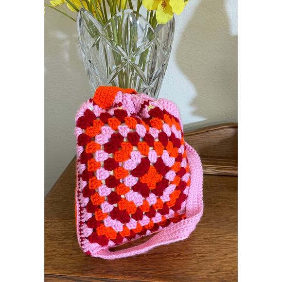 Knit Floral Backpack Handbag Handmade Crochet Boho Festival Colorful Bag &Wallet main image 9